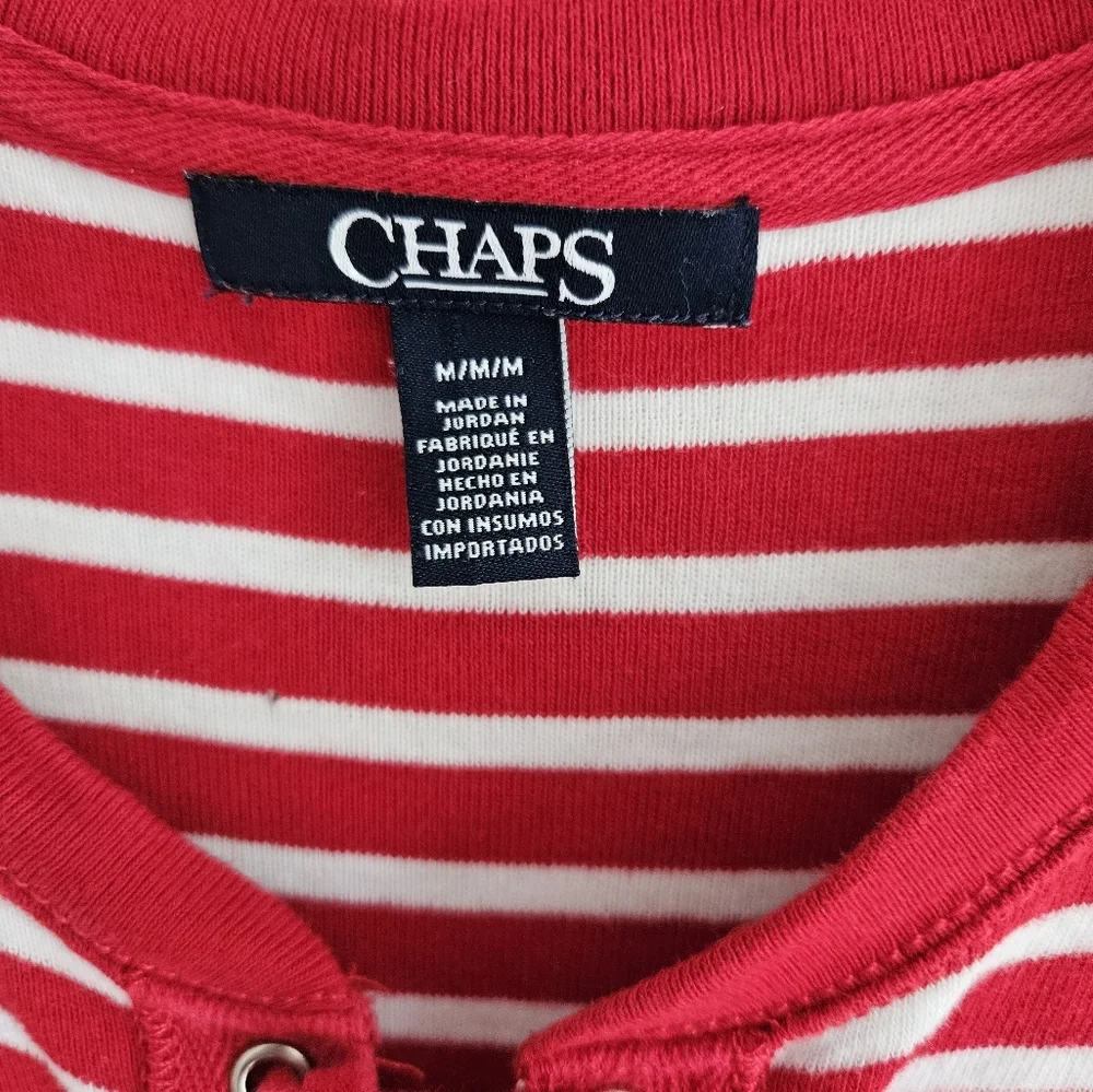 Chaps lace up red white tshirt dress.